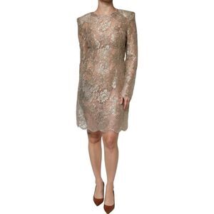 Dolce & Gabbana Gold Floral Lace A-line Sheath Mini Women's Dress